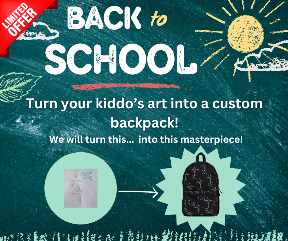 Back to School Must Have: Customized Backpack Design from art your kiddo designed (deposit only)