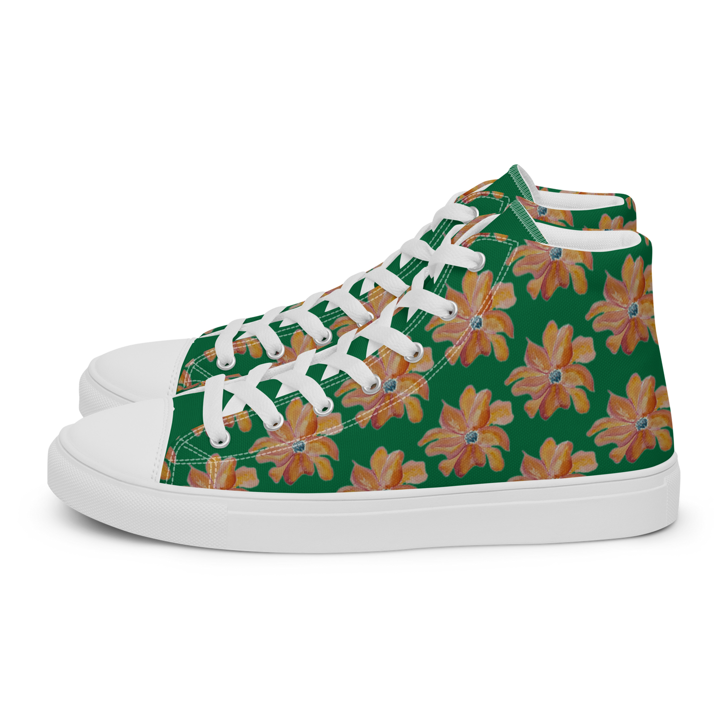 Women’s high top canvas shoes with watercolor flower design