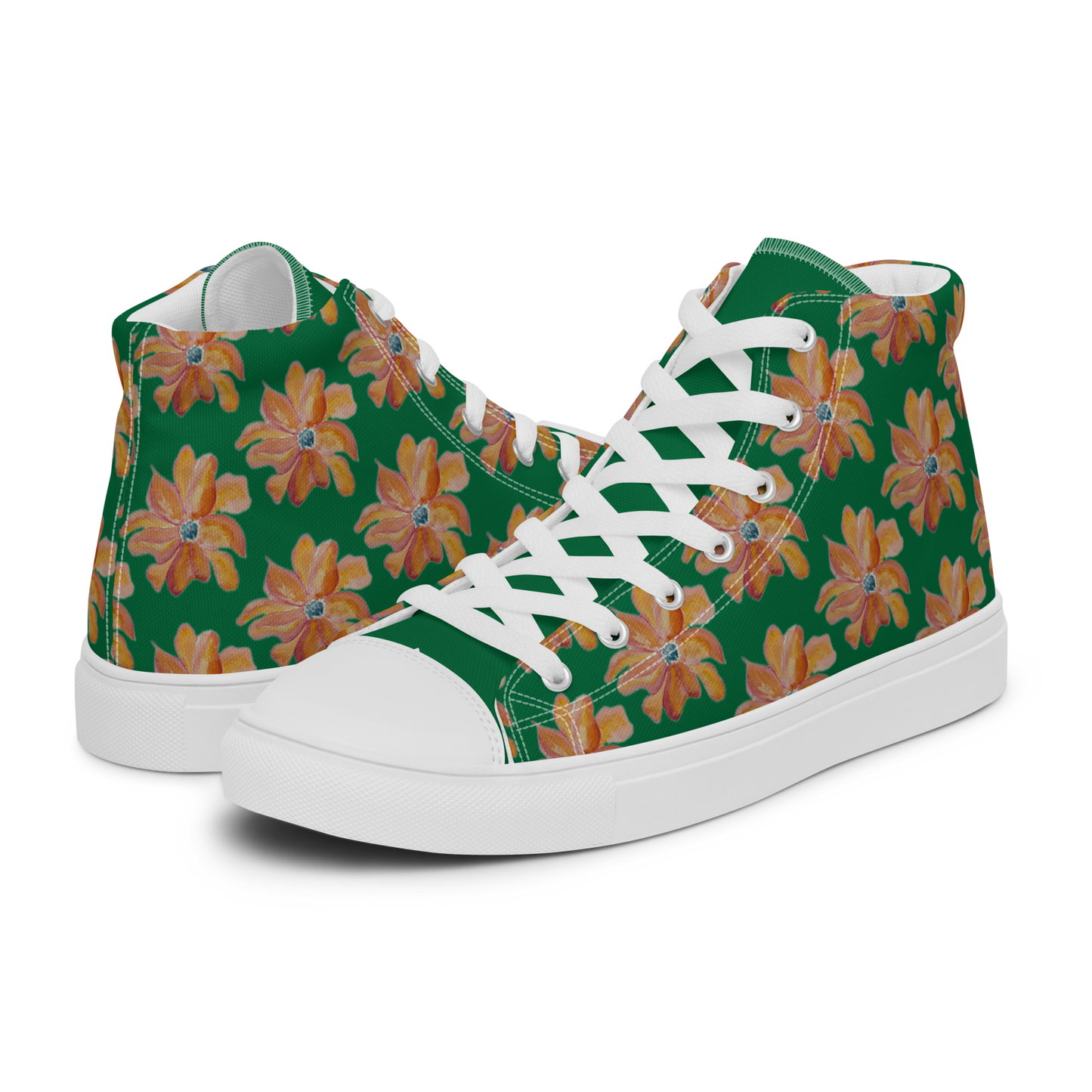 Women’s high top canvas shoes with watercolor flower design