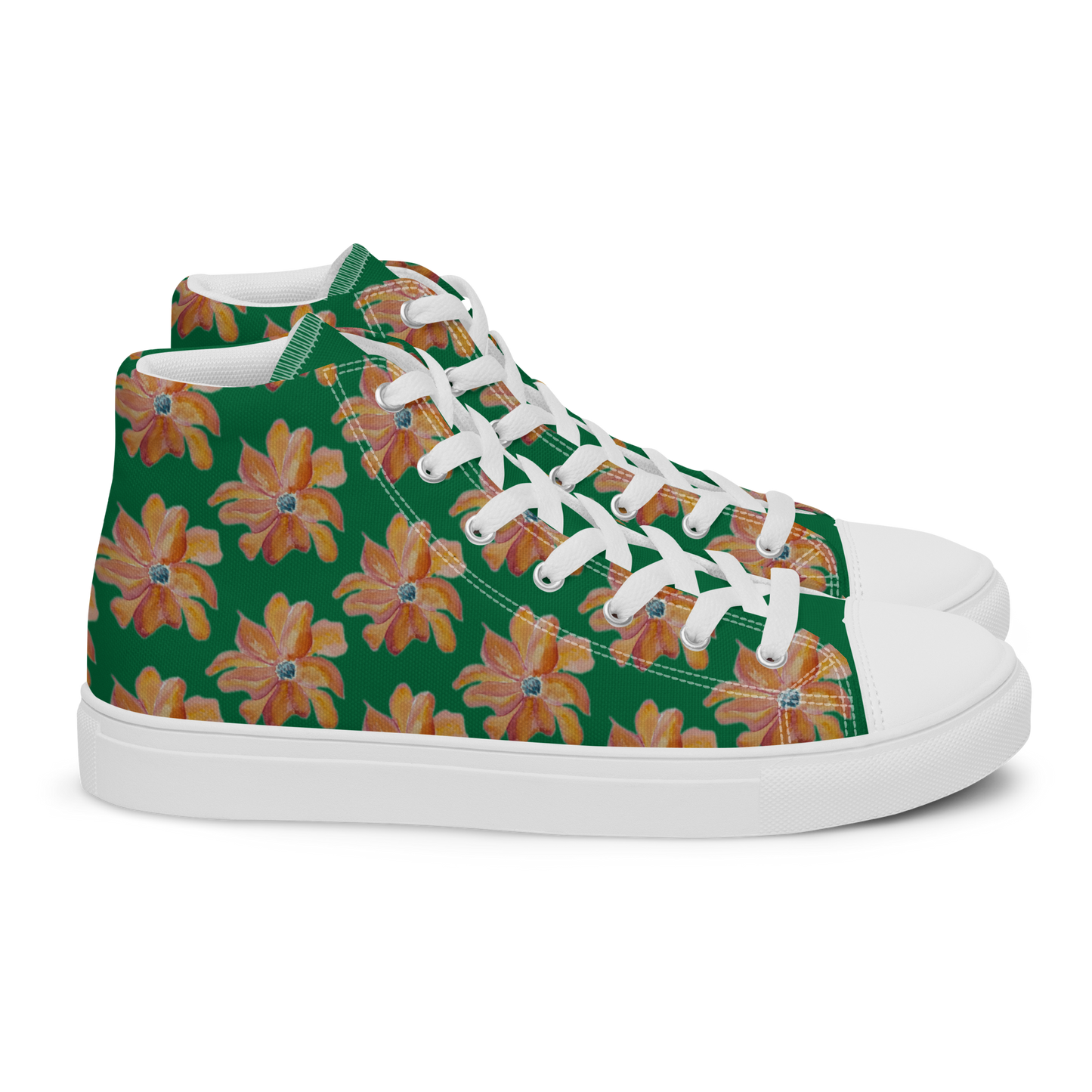 Women’s high top canvas shoes with watercolor flower design