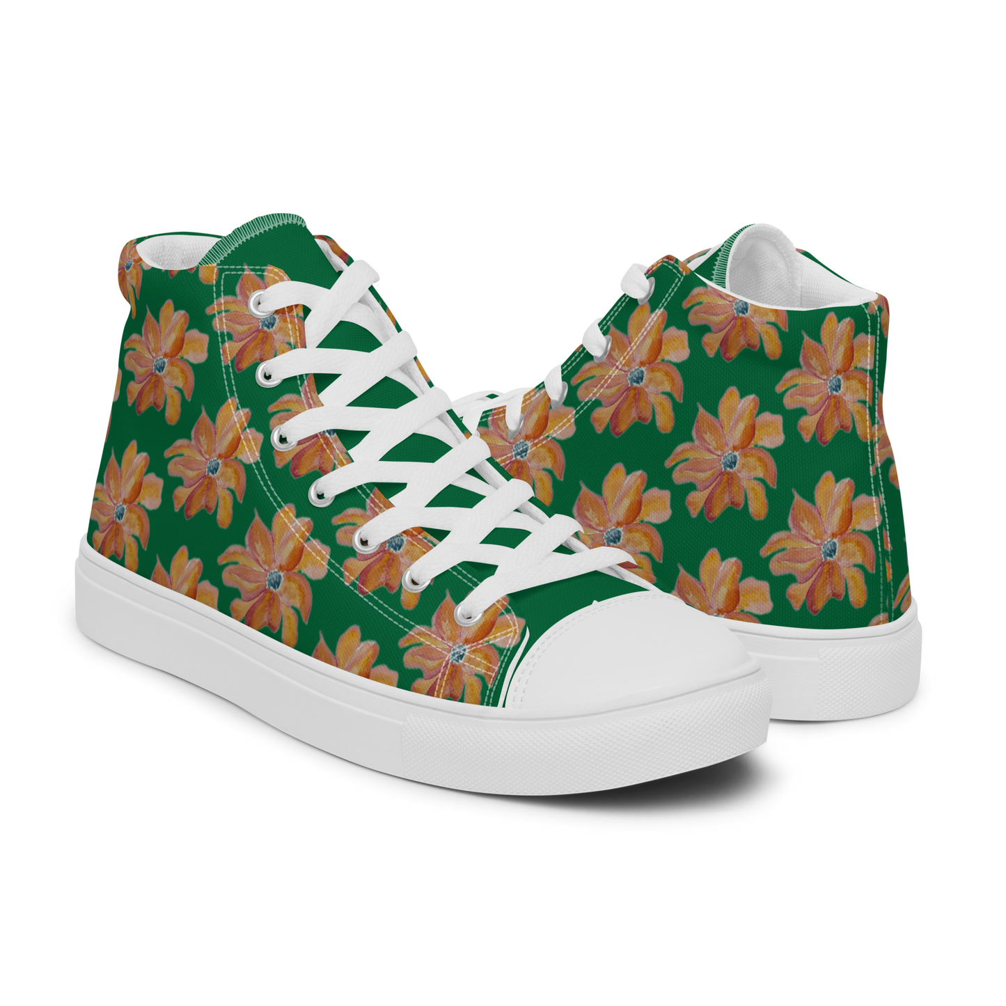 Women’s high top canvas shoes with watercolor flower design